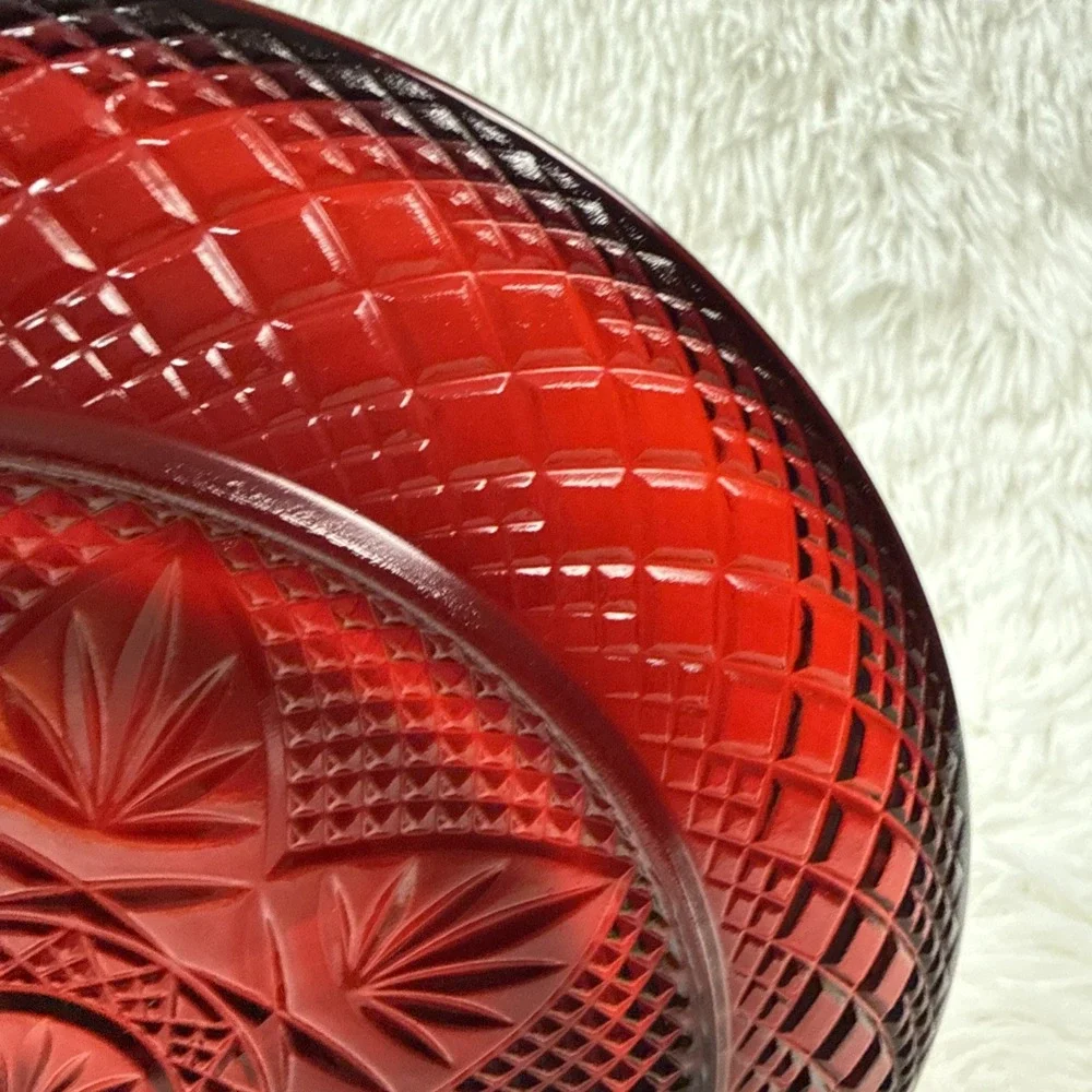 Vintage Cristal D'Arques Durand Luminarc 2 Ruby Red Glass Salad Plate France 8
